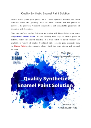 Quality Synthetic Enamel Paint Solution