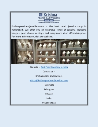 Best Pearl Jewellery in India Krishnapearlsandjewellers.com