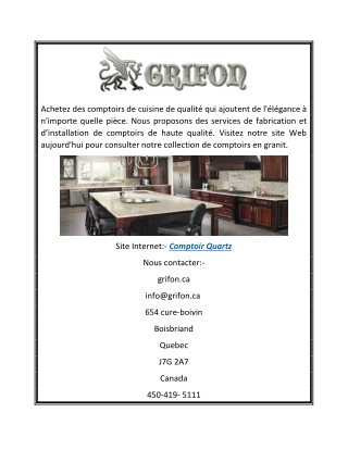 Achetez Votre comptoir en Quartz | GRIFON