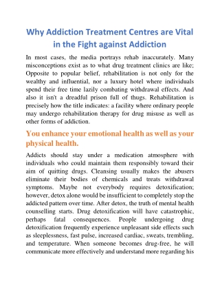 Why Addiction Treatment Centres are Vital in the Fight against Addiction