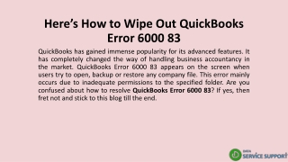 Here’s How to Wipe Out QuickBooks Error 6000 83