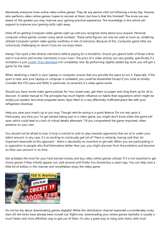 20 Reasons You Need to Stop Stressing About cricket 19 pc download