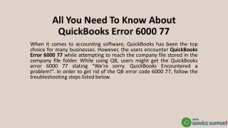 All You Need To Know About QuickBooks Error 6000 77