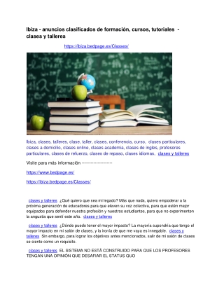 Ibiza - anuncios clasificados de formación, cursos, tutoriales  -  clases y talleres