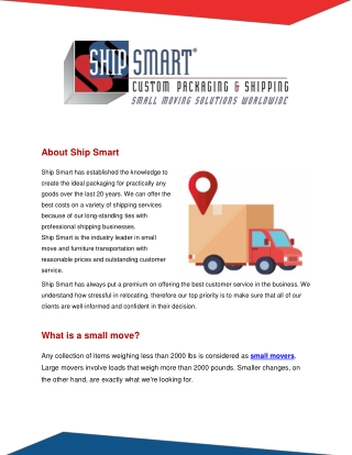 Hire a Smaller moves at Ship Smart Inc.