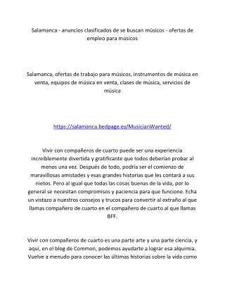 Salamanca - anuncios clasificados de se buscan músicos - ofertas de empleo para músicos-converted