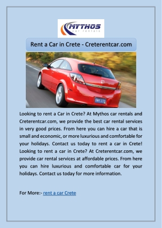 Rent a Car in Crete - Creterentcar.com