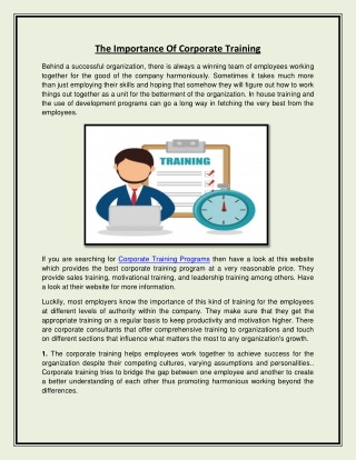 The Importance Of Corporate Training