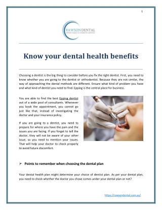 Know your dental health benefits