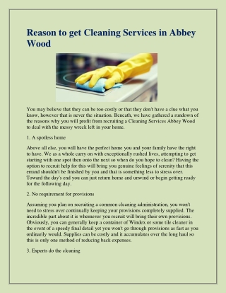 Get The Best Cleaning Services in Abbey Wood.