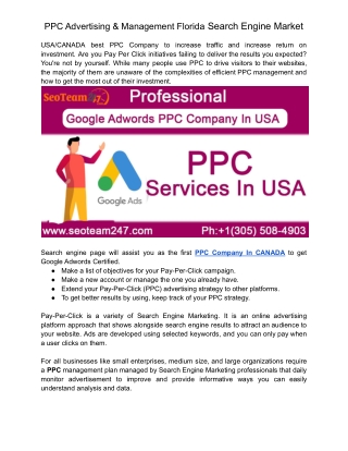 PPC Advertising & Management Florida Search Engine Market