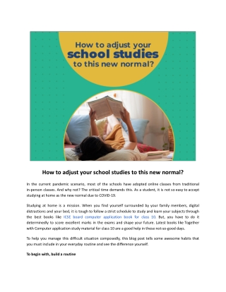 How to adjust your school studies to this new normal?