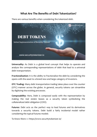 What Are The Benefits of Debt Tokenization