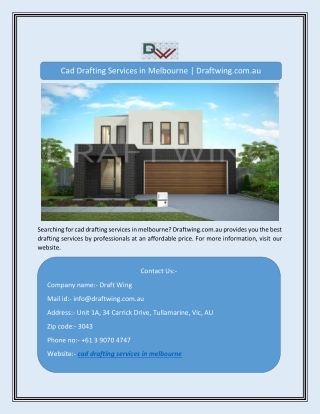 Cad Drafting Services in Melbourne | Draftwing.com.au