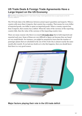 US Trade Deals & Foreign Trade Agreements Have a Large Impact on the US Economy