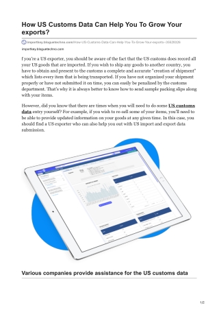 How US Customs Data Can Help You To Grow Your exports