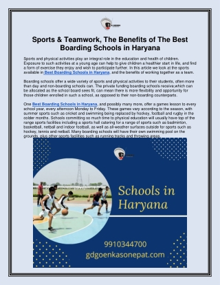 Sports & Teamwork, The Benefits of The Best Boarding Schools in Haryana