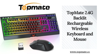 TopMate 2.4G Backlit Rechargeable Wireless Keyboard and Mouse