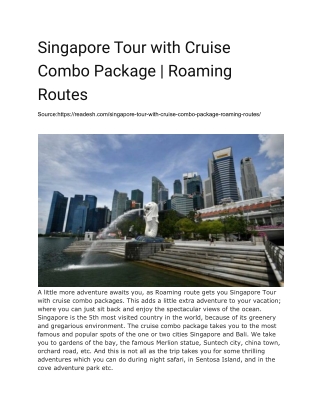 Singapore Tour with Cruise Combo Package _ Roaming Routes