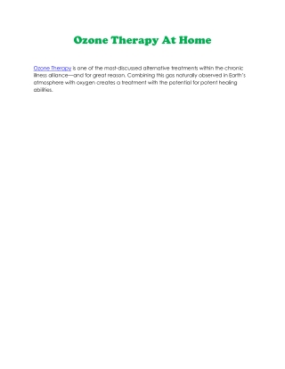 Ozone Therapy at Home