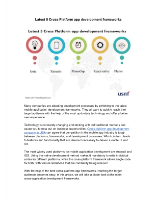 Latest Cross Platform app development frameworks