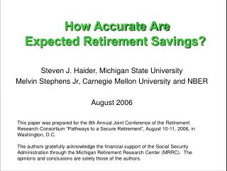 How Accurate Are Expected Retirement Savings?