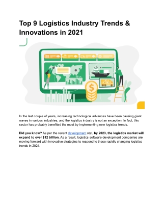 Top 9 Logistics Industry Trends & Innovations in 2021
