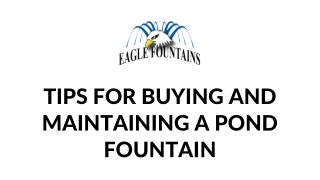 Tips for Buying and Maintaining a Pond Fountain