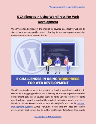 5 Challenges in Using WordPress For Web Development