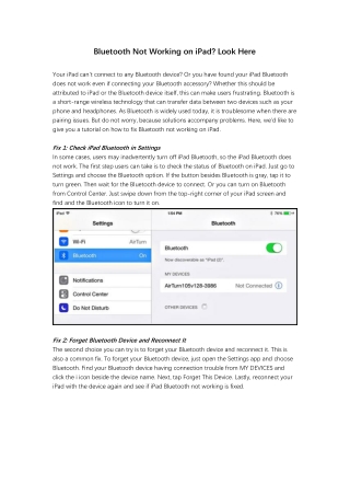 Bluetooth Not Working on iPad? Solved