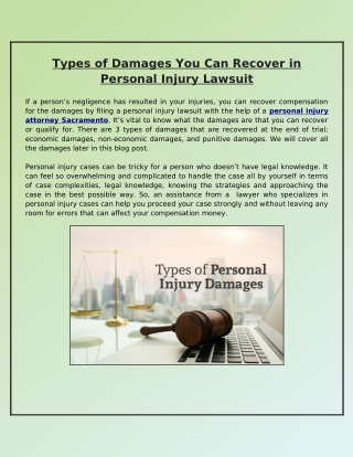 What Kinds of Damages You Can Recover With the Help of a Personal Injury Lawyer?