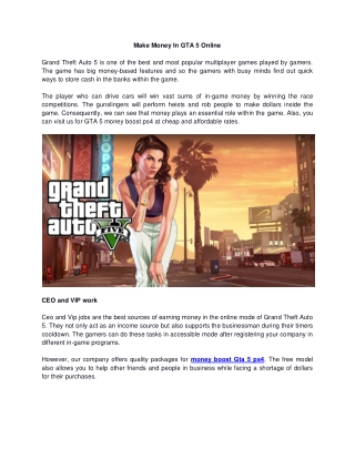 Make Money In GTA 5 Online