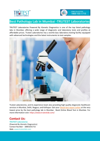 Best Pathology Lab in Mumbai