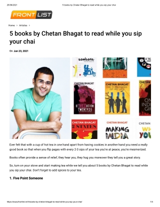 5 books by Chetan Bhagat to read while you sip your chai - Frontlist