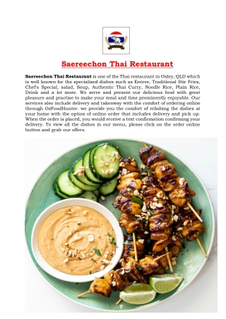 5% Off - Saereechon Thai Restaurant Delivery Oxley, QLD