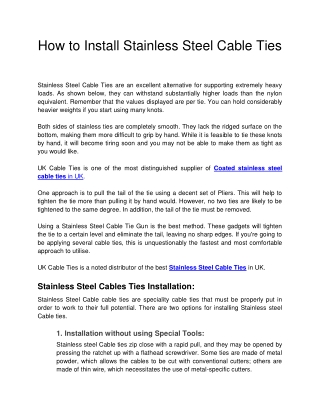 UK Cable Ties - How to Install Stainless Steel Cable Ties
