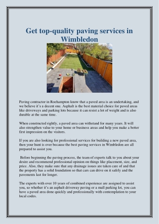 Get top-quality paving services in Wimbledon