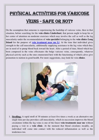 Physical Activities For Varicose Veins  Safe Or Not