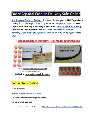 Order Aspadol Cash on Delivery Safe Online