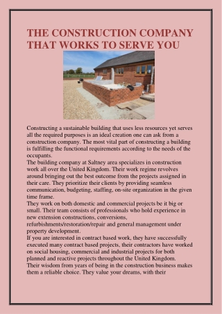 THE CONSTRUCTION COMPANY THAT WORKS TO SERVE YOU