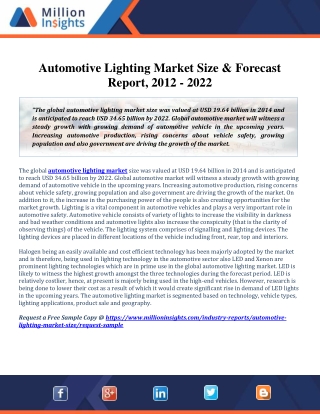 Automotive Lighting Market Size & Forecast Report, 2012 - 2022