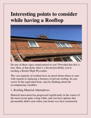 Looking for Roofer in High Wycombe