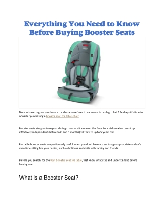 Best booster seat for table