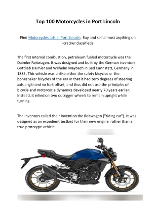 Top 100 Motorcycles in Port Lincoln
