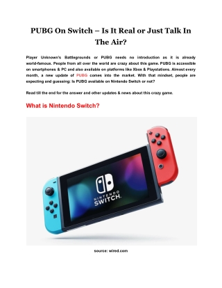 PUBG On Switch  Is It Real or Just Talk In The Air_