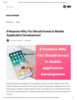 6 Reasons Why You Should Invest in Mobile Application Development