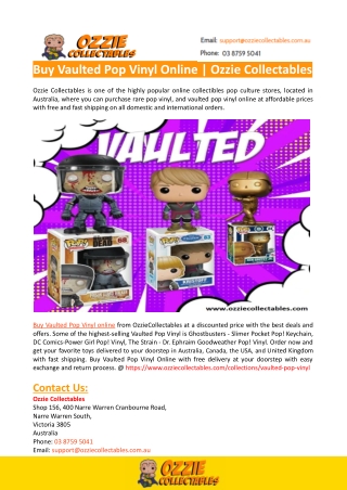 Buy Vaulted Pop Vinyl Online-Ozzie Collectables