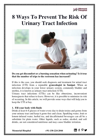8 Ways To Prevent The Risk Of Urinary Tract Infection