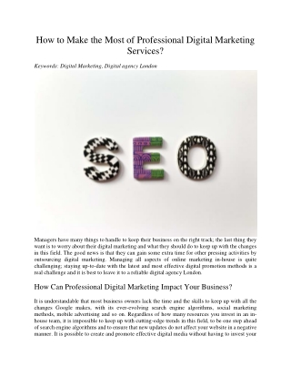 How to Make the Most of Professional Digital Marketing Services