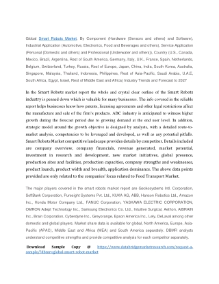 Smart Robots Market Size, Trends, Growth - Forecast 2027